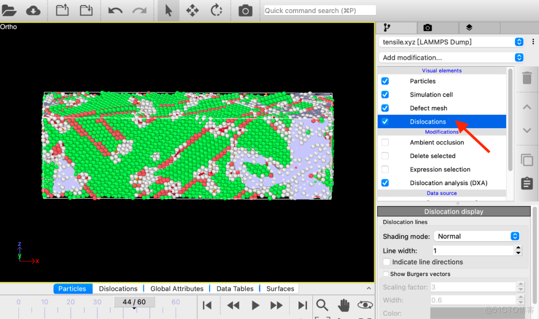 lammps教程：Ovito查看晶体内部变形方法_数据_03