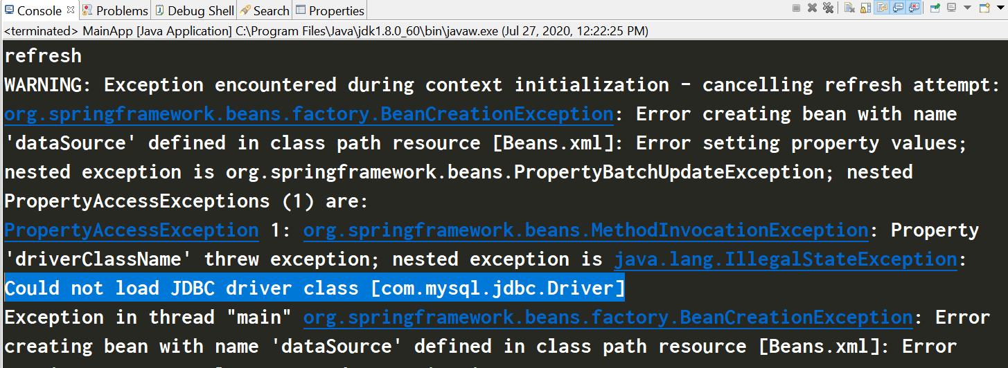 Could not load JDBC driver class [com.mysql.jdbc.Driver]_spring