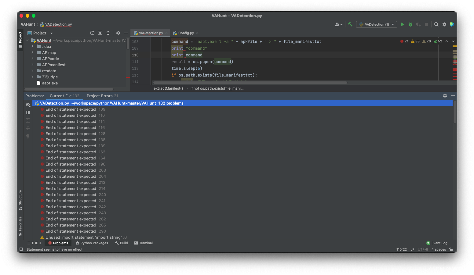 【错误记录】Mac 中 IntelliJ IDEA 运行 Python 程序报错 ( End of statement expected )_原力计划_02