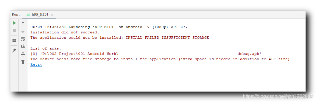 【错误记录】Android 模拟器安装应用报错 ( INSTALL_FAILED_INSUFFICIENT_STORAGE )_错误记录