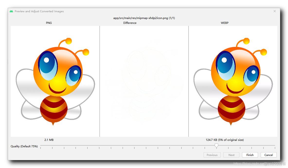 【Android 安装包优化】WebP 图片格式 ( WebP 图片格式简介 | 使用 Android Studio 转换 WebP 图片格式 )_有损压缩_05