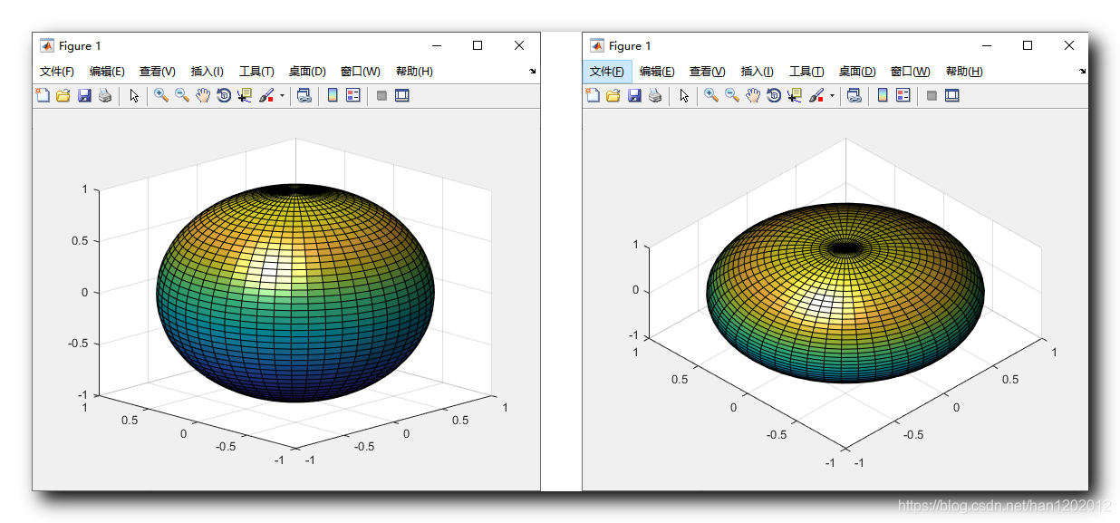 matlab三維圖形繪製繪製球面sphere函數設置光源light函數相機視線