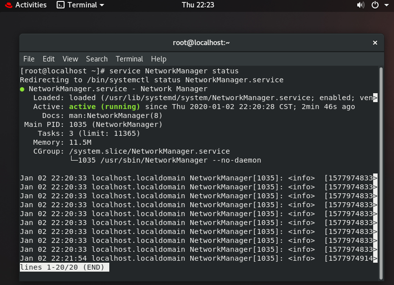 systemctl restart network rhel 7