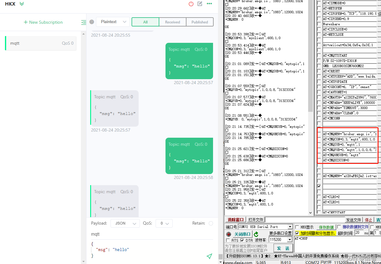 SIM820X sends data to MQTT cloud platform via MQTT_服务器_02