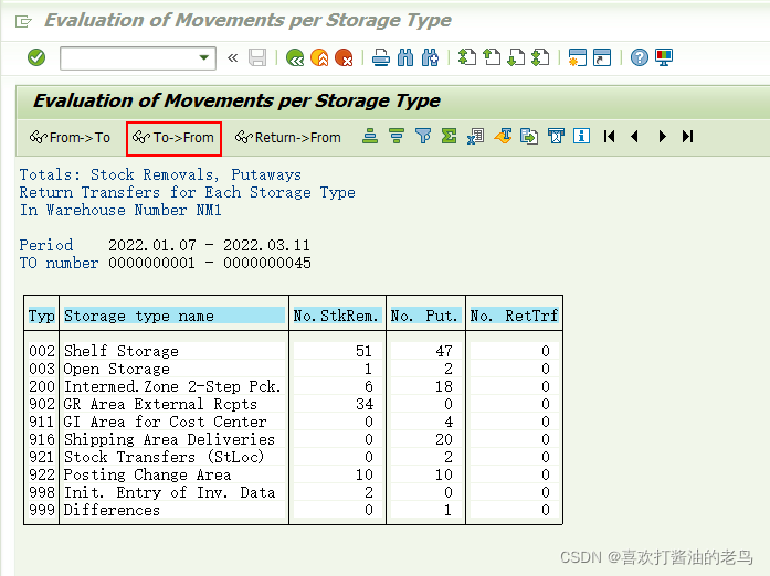 SAP WM初阶之TO报表LX10 - Evaluation of movements per storage type_LX10_07