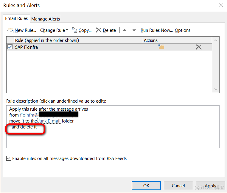 使用微软Outlook的收件Rule规则自动删除垃圾邮件_办公技巧_03