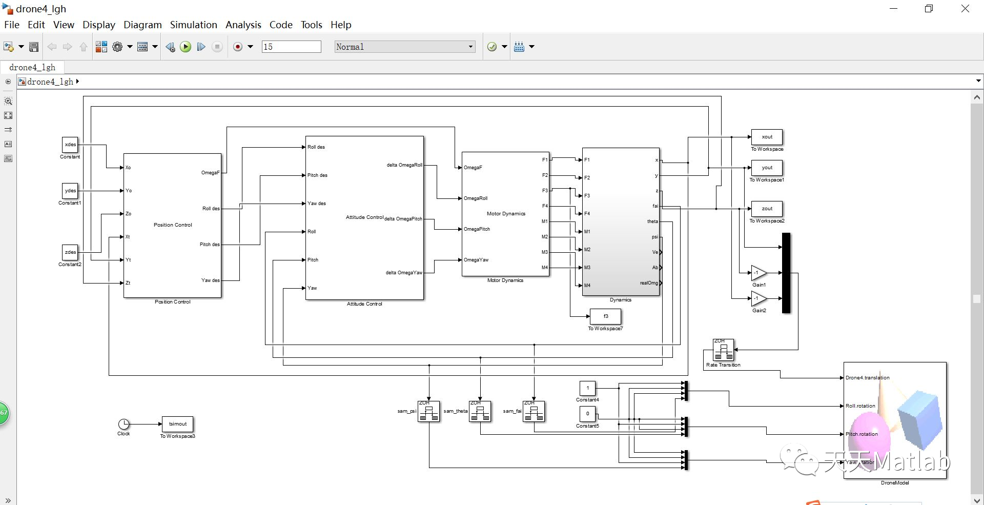 Matlab模拟四旋翼飞行器PID控制仿真_控制系统
