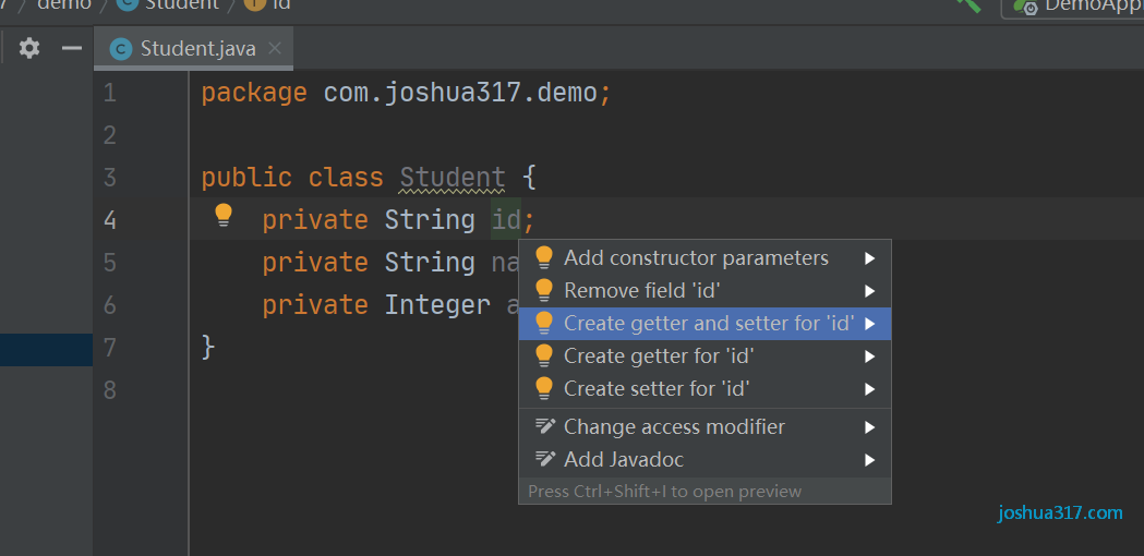 IntelliJ IDEA get set 快捷键_Java