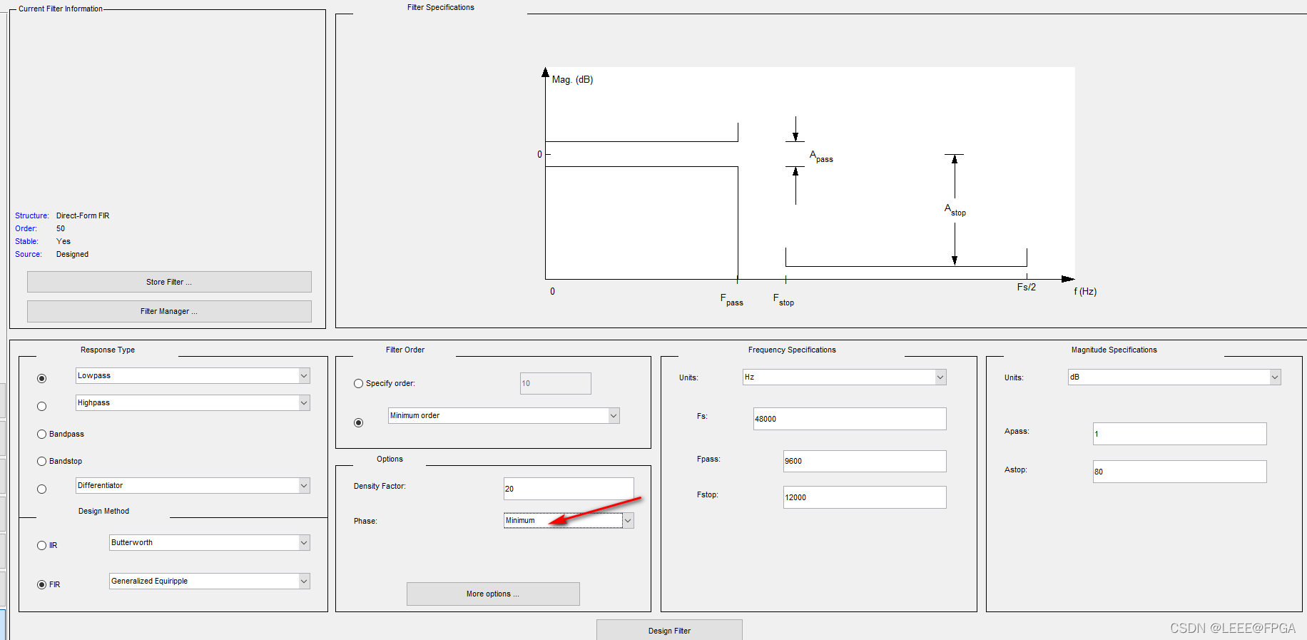 matlab mini phase 滤波器的设计（fdatool）_matlab_02