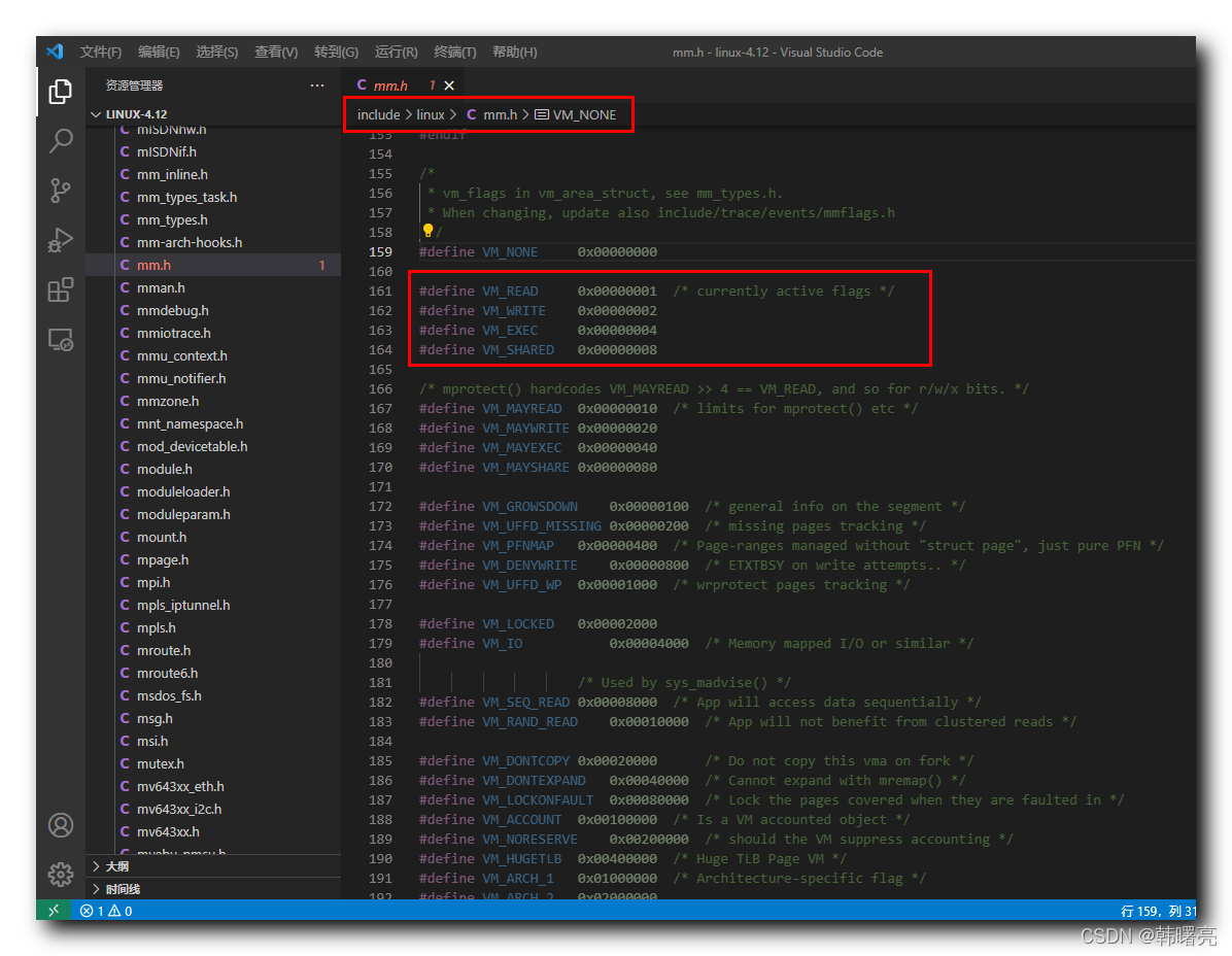 assignment of read only member 'vm_flags'