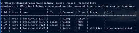 Mysql  processlist命令_服务器