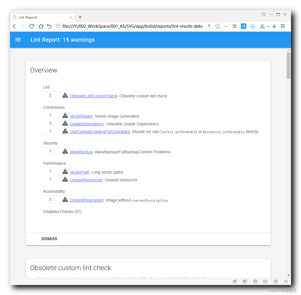 【Android Gradle 插件】LintOptions 配置 ② ( abortOnError 配置 | 手动执行 lint 检查并生成 lint-result.html 检查报告 )_gradle_02