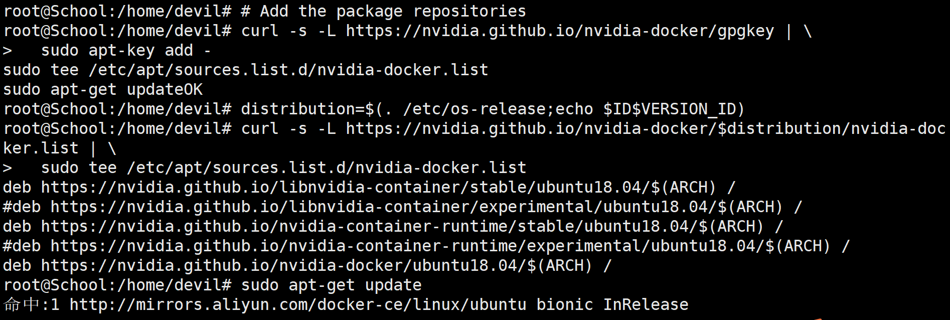 Ubuntu 18.04在已经安装Docker CE后如何安装NVIDIA-Docker，以使docker容器内可以使用宿主机显卡_tensorflow