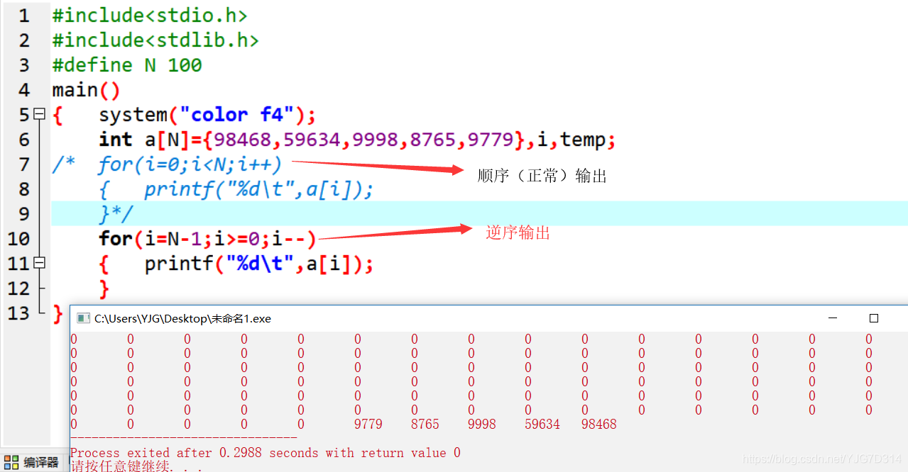 哈喽C!如何用数组+逆向思维解决逆向输出问题？_i++_17