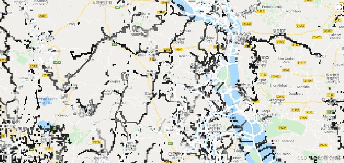 Google Earth Engine ——MERIT Hydro在空间覆盖面（90N和60S之间）和小溪流的代表性方面改进了现有的全球水文地理数据集100米分辨率_hydro