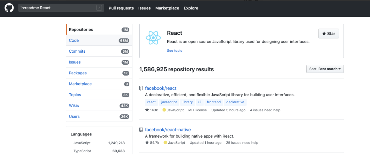 厉害了。如何在 Gihub 快速搜索开源项目？_javascript_05