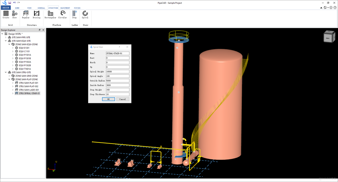 PipeCAD-旋梯建模_github_03