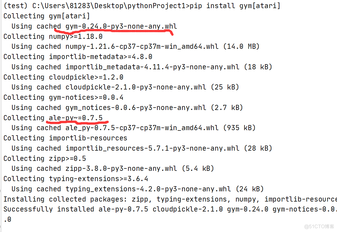 windows系统下安装最新版gym的安装方法（此时最新版的gym为0.24.0，gym==0.24.0)_运行测试