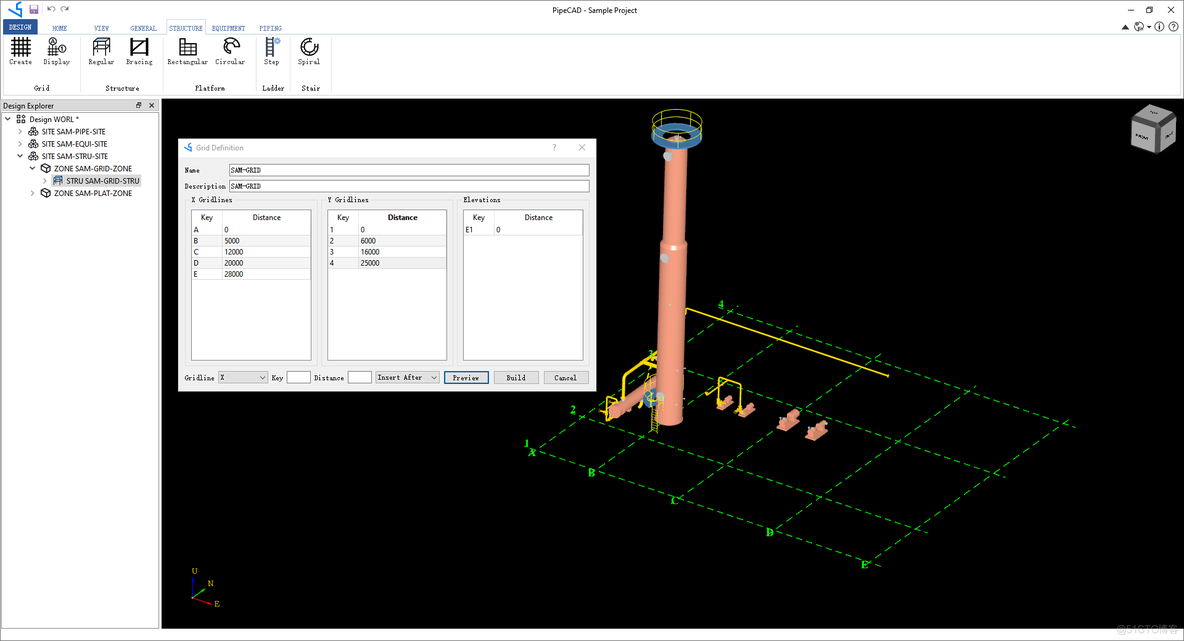 PipeCAD-轴网建模_PipeCAD_03