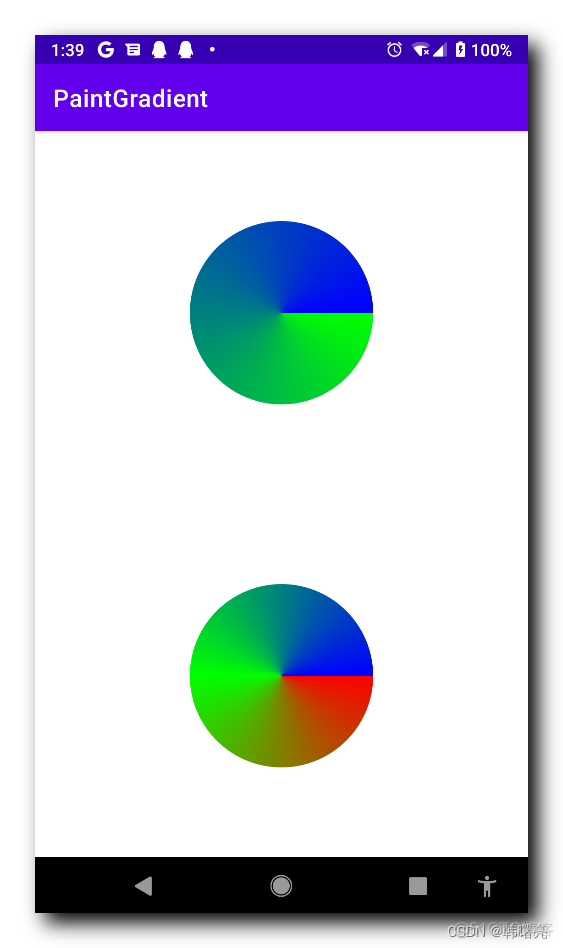【Android UI】Paint Gradient 渐变渲染 ② ( SweepGradient 梯度渐变渲染 | 围绕中心点绘制扫描渐变的着色器 | 多渐变色构造函数 | 雷达扫描效果 )_ui_03