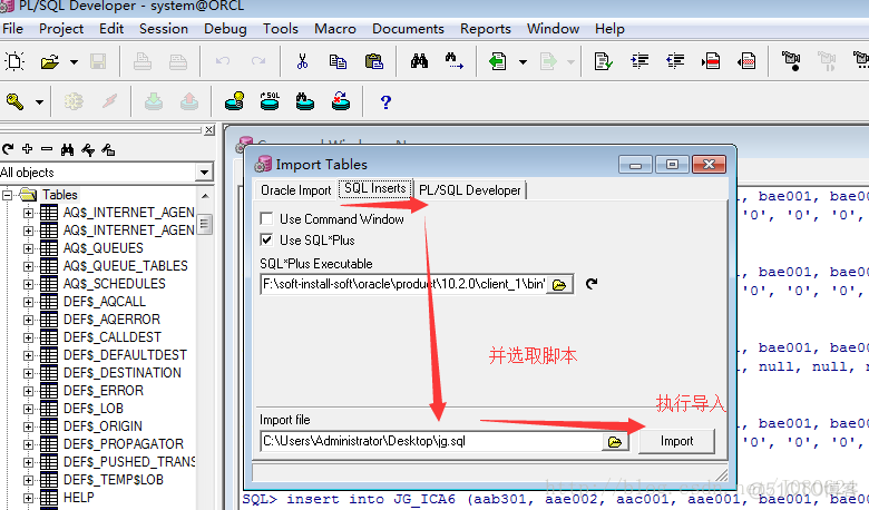 Oracle - PLSQL导入sql脚本_数据库_02