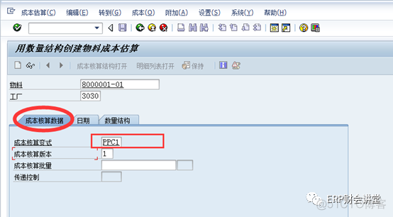 SAP软件 标准成本估算_日期选择