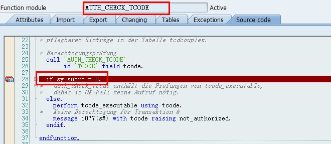 AUTH_CHECK_TCODE手动debug修改自己的tcode权限_SAP刘梦_数据库_02