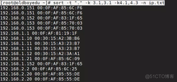 Linux sort命令详解：字符串排序_ip地址