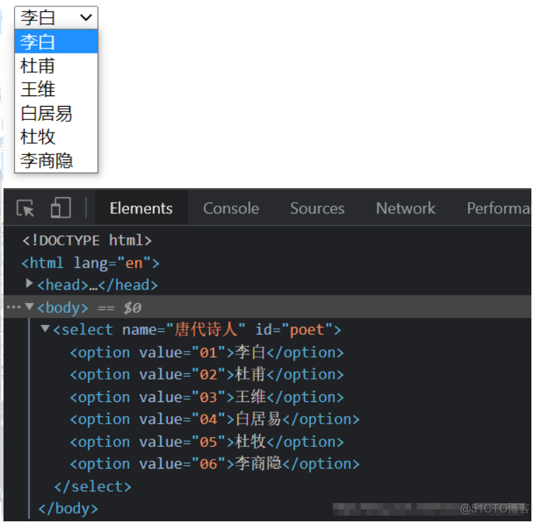 selenium工具操作web页面中的下拉框元素_html_02