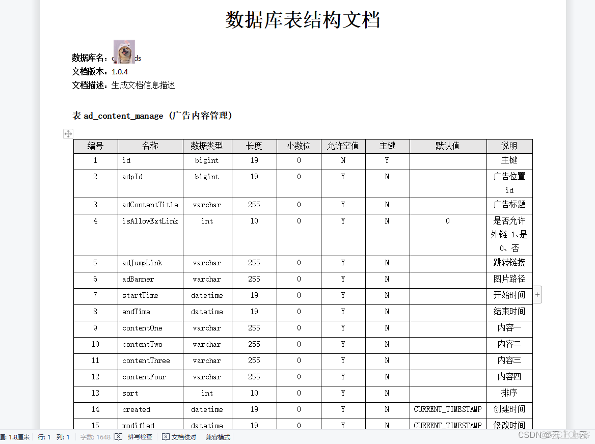 springboot导出MYSQL数据库文档 screw集成_spring