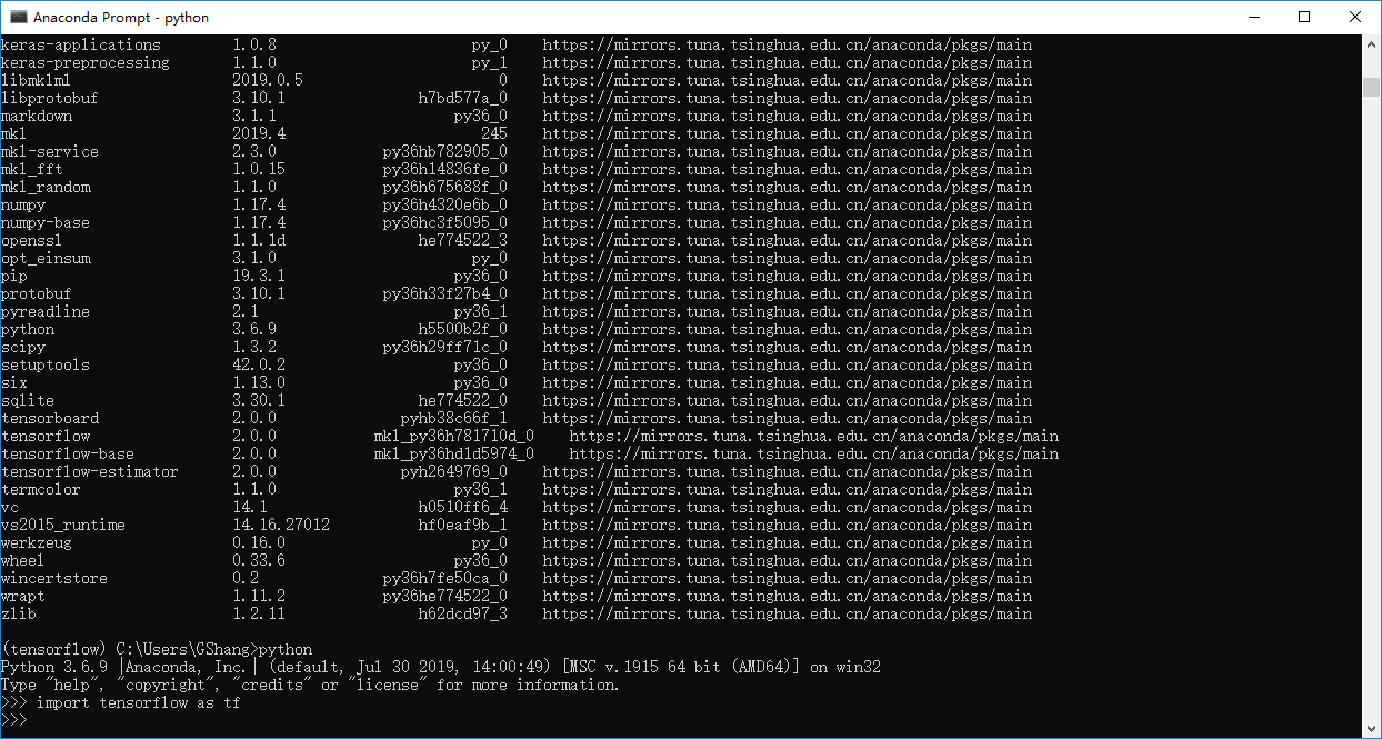 Win10 + Anaconda + Tensorflow-cpu + Pycharm安装教程_tensorflow_13