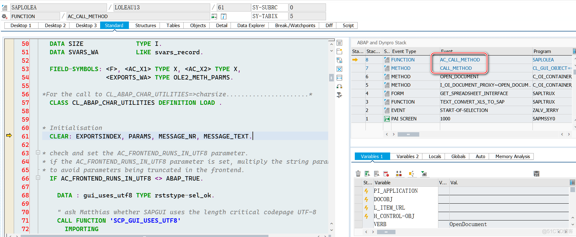 SAP ABAP 解析 excel 文件的函数 TEXT_CONVERT_XLS_TO_SAP 单步执行分析_初始化_14