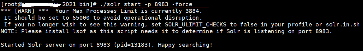 solr - Your Max Processes Limit is currently 3884_重新启动