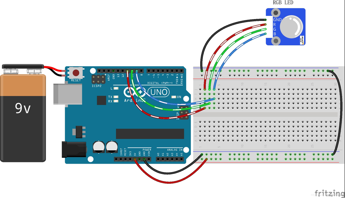 Arduino 入门学习笔记2 三色LED实验_j