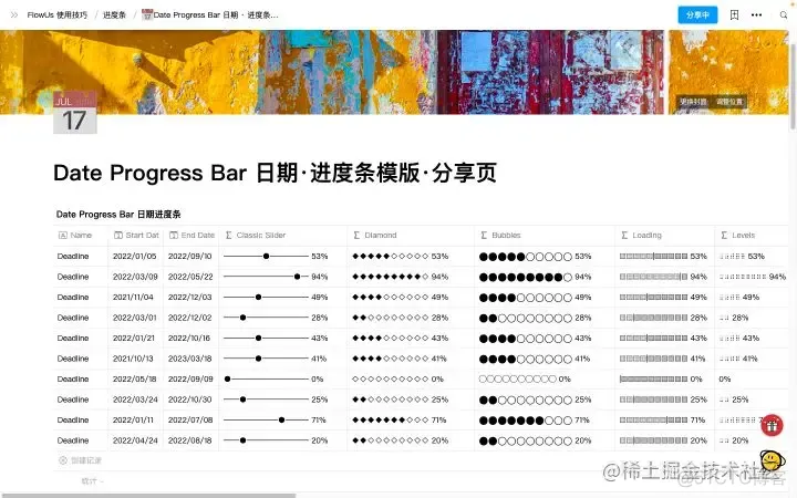 使用教程：使用 FlowUs、Notion 制作个性化的进度条_产品_02