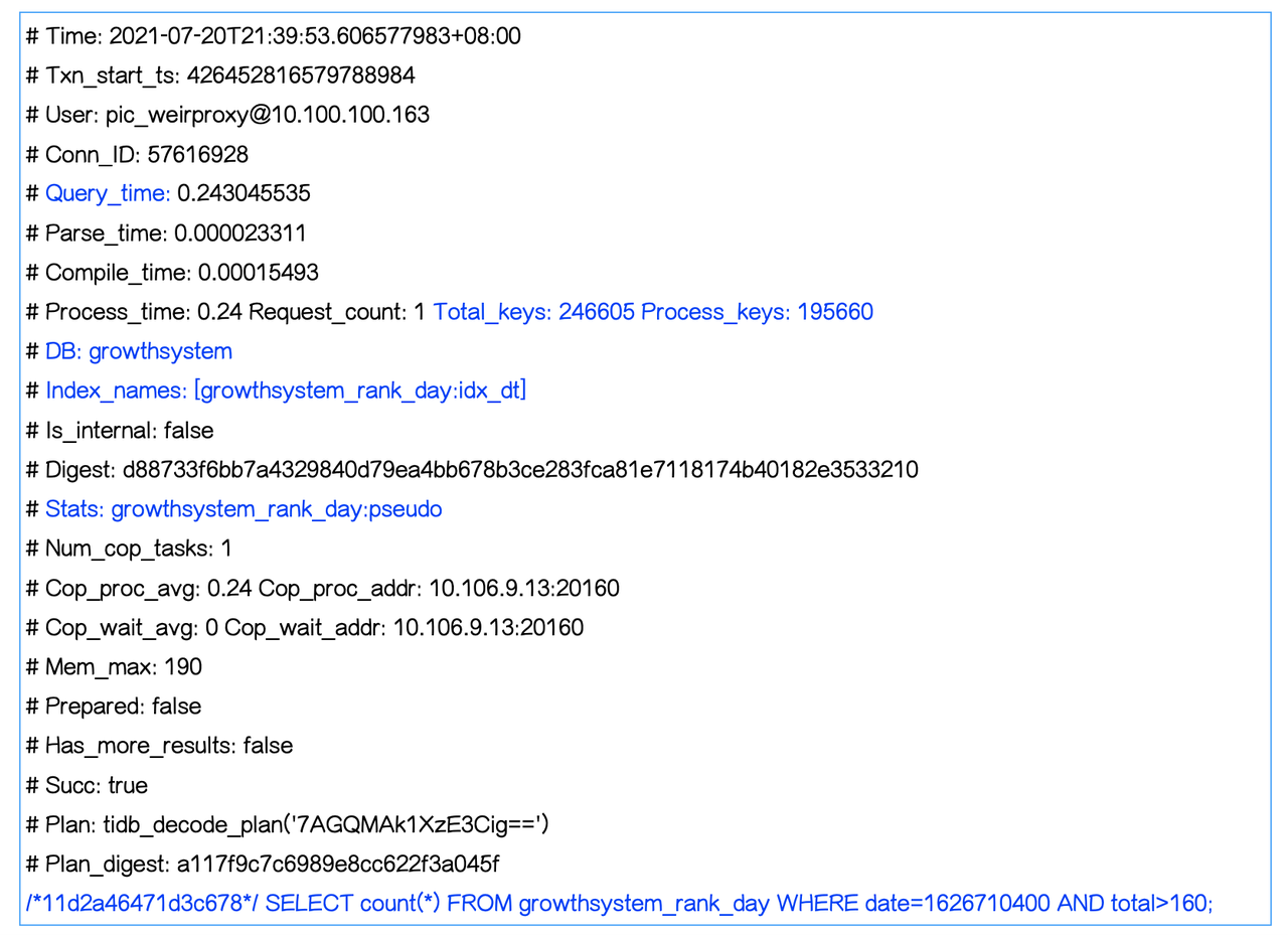 TiDB 慢日志在伴鱼的实践_sql_04