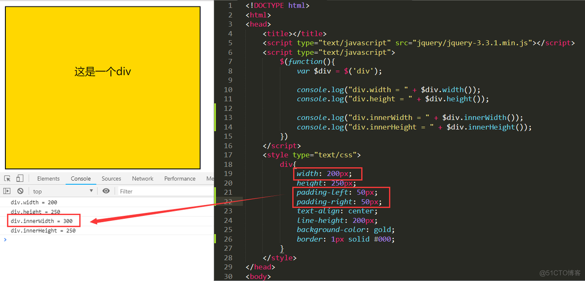 jquery 元素尺寸 width() height() innerWidth() innerHeight() outerWidth() outerHeight()_偏移量_03