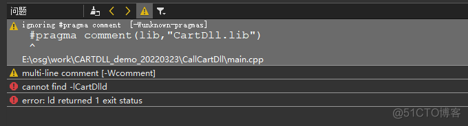 warning::-1: error: cannot find -lCartDlld collect2.exe:-1: error: error: ld returned 1 exit status_pragma comment_02