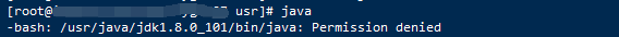 -bash: /usr/java/jdk1.8.0_101/bin/java: Permission denied