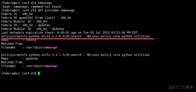 Fedora/REHL 安装 semanage_版本号