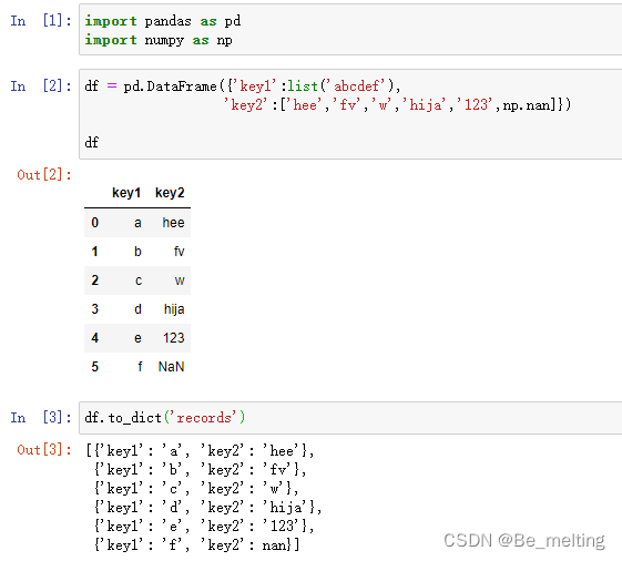 【python数据处理】将DataFrame数据拆解成为一行一行由字典键值对组成的列表_列表套字典