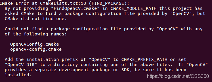 OpenCV中CMakeLists.txt：“OpenCV“ to CMAKE_PREFIX_PATH_公众号