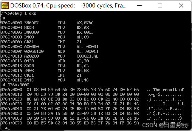 汇编的初体验+debug加法分析【微机原理】_DOSBOX_17