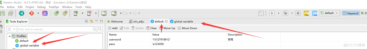 Katalon Studio配置全局变量及局部变量_测试报告