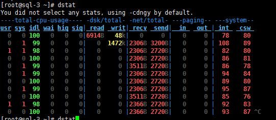 性能监控命令——9 dstat命令是一个用来替换vmstat、iostat、netstat、nfsstat和ifstat这些命令的工具，是一个全能系统信息统计工具_mysql