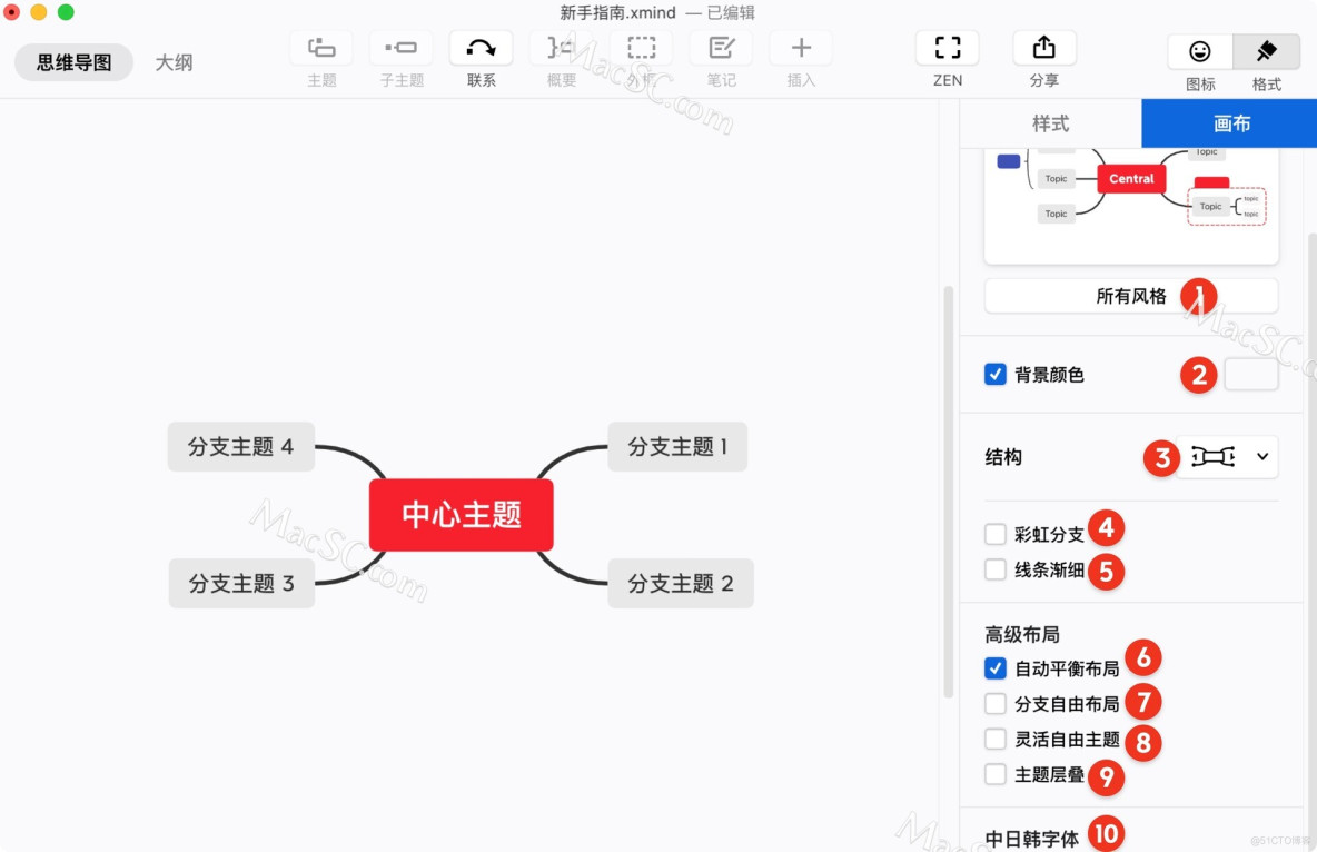 Xmind新手指南之如何编辑画布_思维导图_07