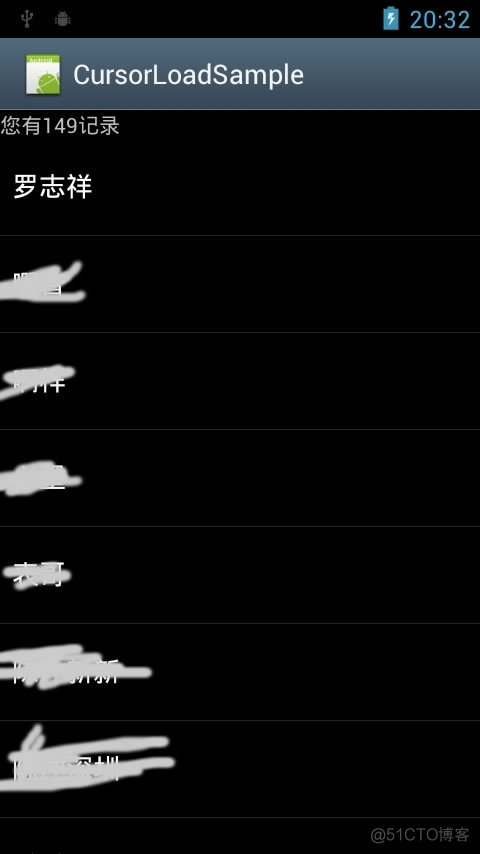 Android ListView 正在加载 异步载入数据 CursorLoader 例子_数据_02