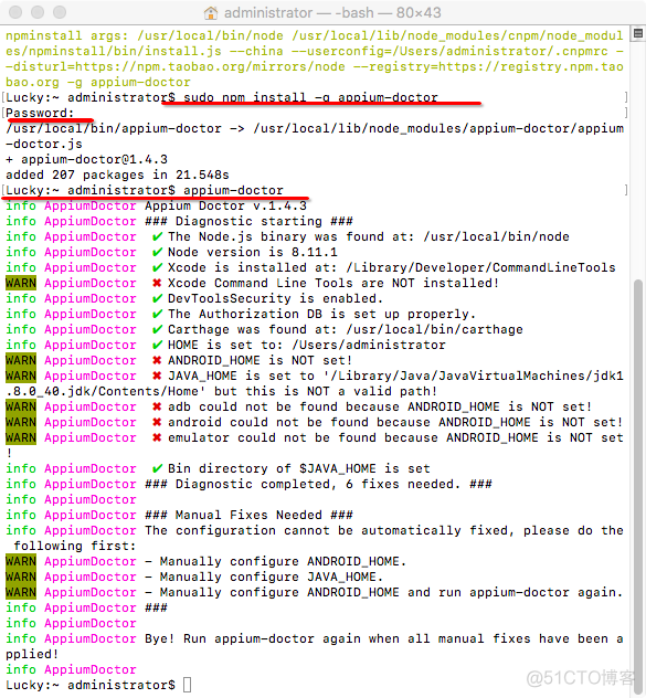 appium----【已解决】【Mac】安装sudo npm install -g appium-doctor总是提示“Err_javascript_02