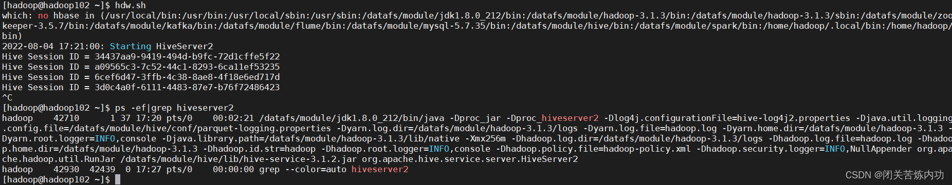 hiveserver2 后台启动脚本_bash